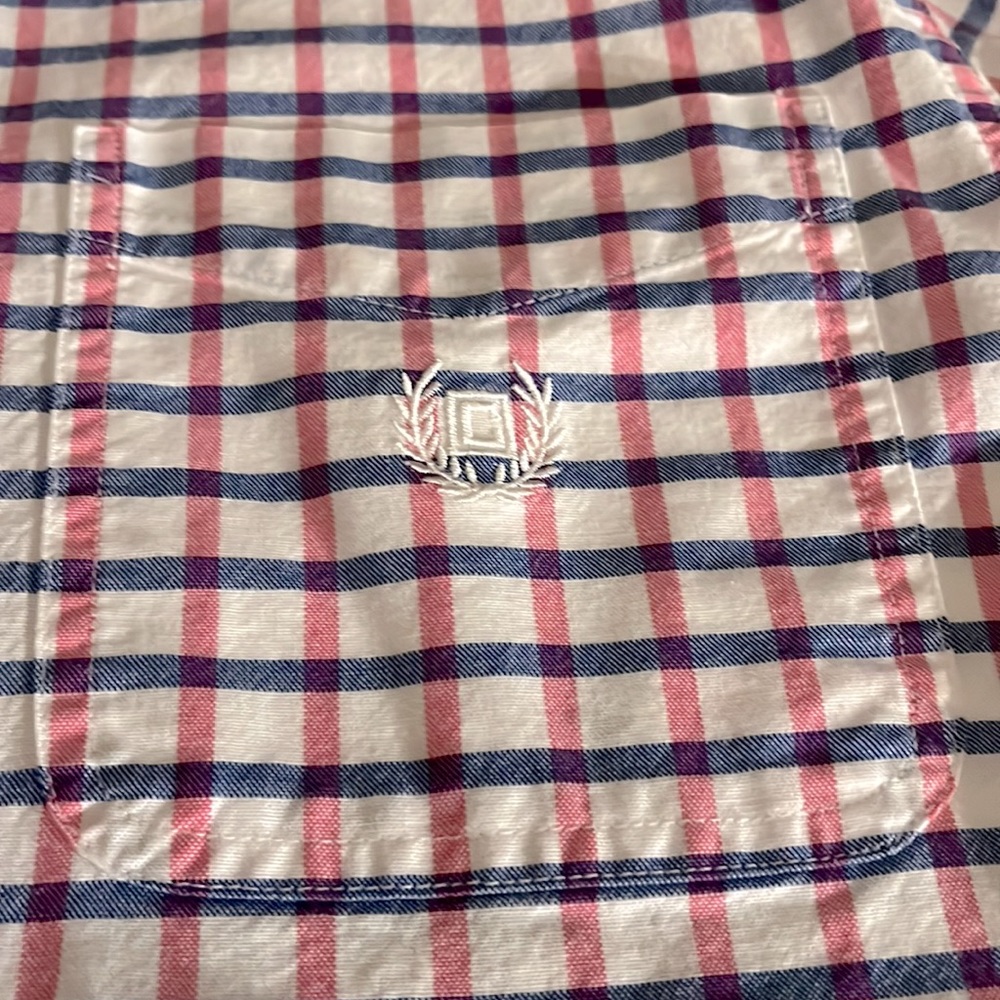 Chaps Stretch Oxford XL Pink Blue Plaid Button Collar Shirt
